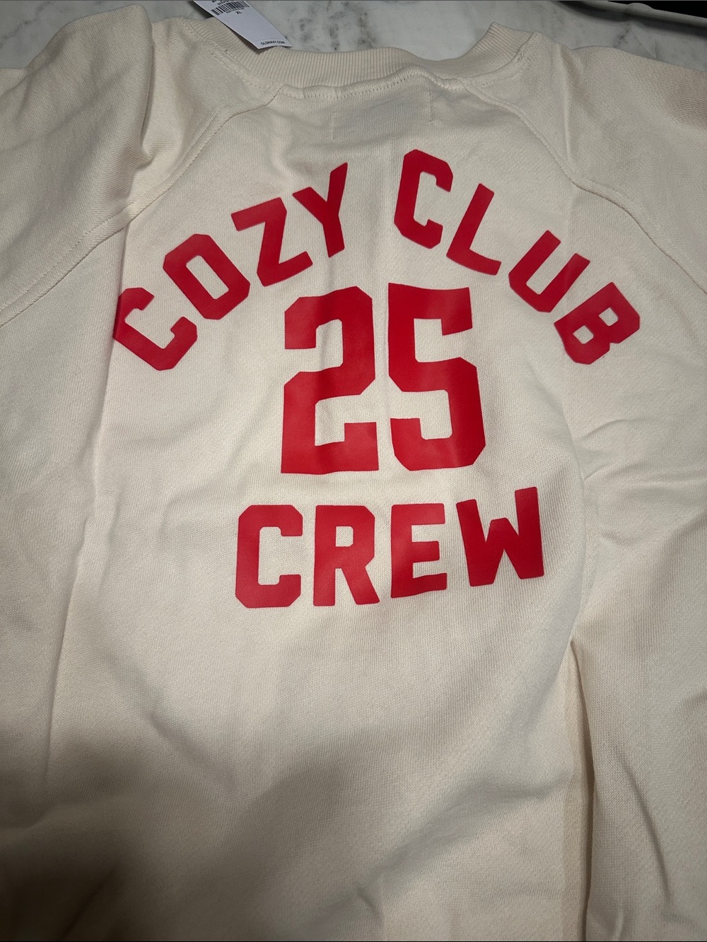 NWT Old Navy Cream Henley Sweatshirt with Red Chest Graphic size xL - Picture 6 of 6